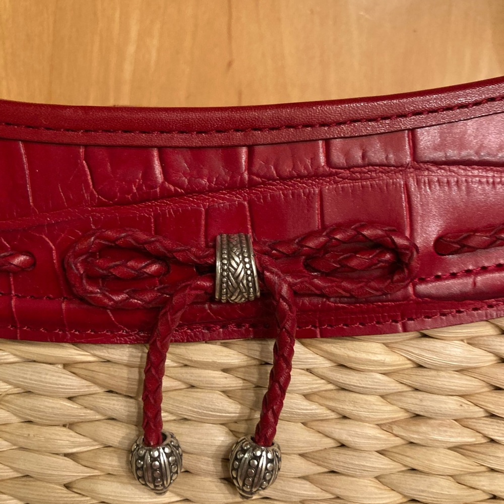Vintage Brighton Emma Red Woven Leather Handbag NOS w/ Box & Tags - Picture 2 of 9